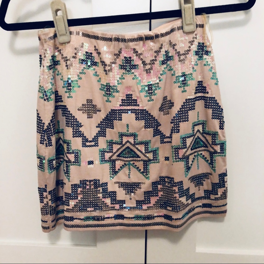 Sequined Aztec pattern mini skirt